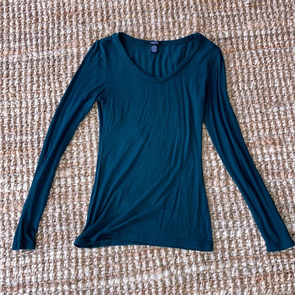 jade green long sleeve shirt